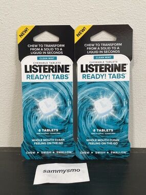 Listerine Ready Tabs Chewable Mint Tablets, Clean Mint Flavor, 8 Tablets x2
